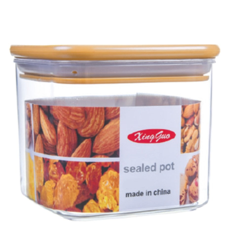 Airtight Plastic Wooden Lid Storage Jar 1L