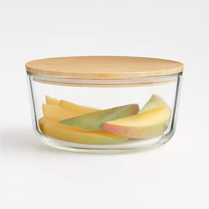 940ml Round Glass Bowl with Bamboo Lid