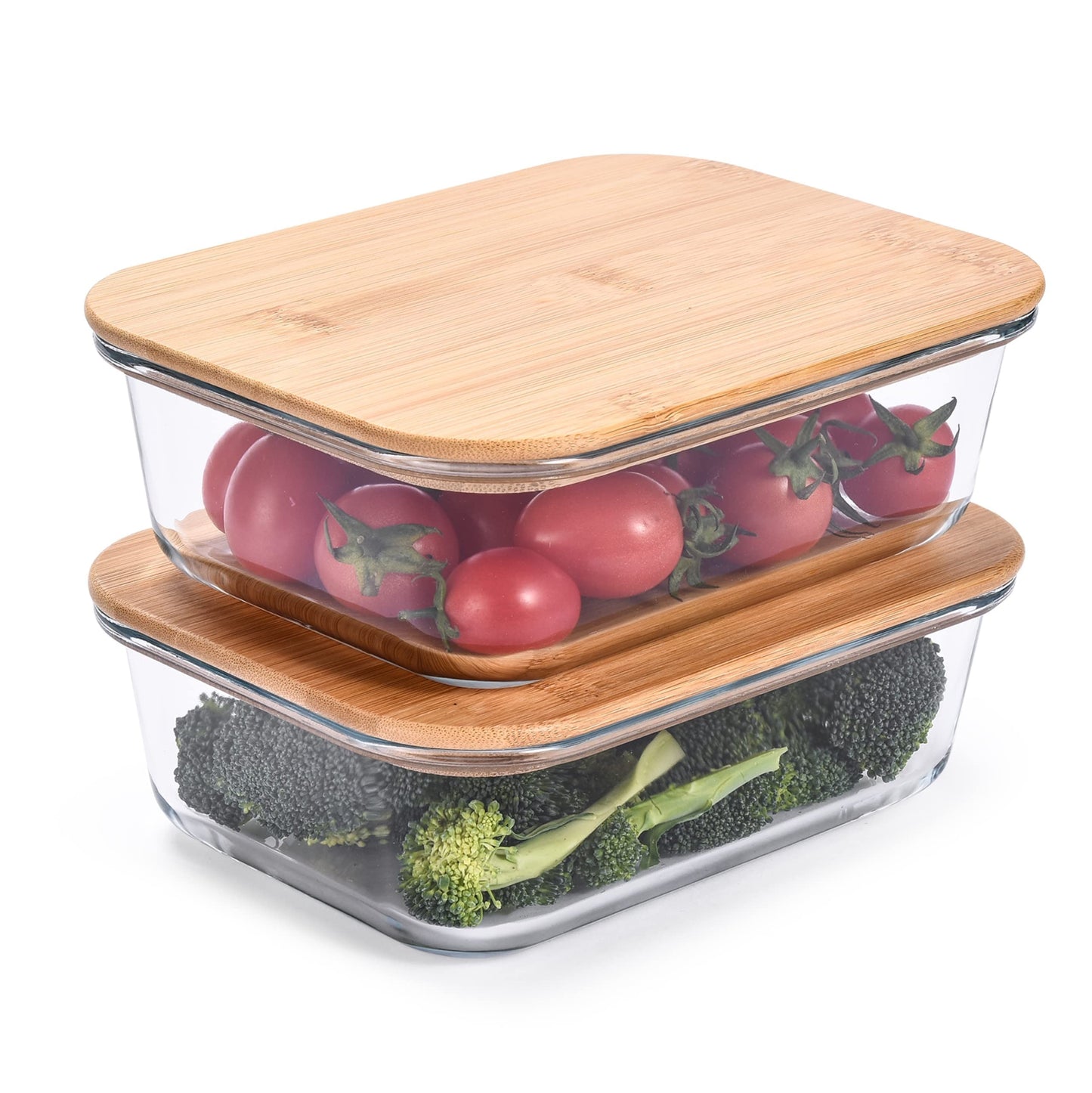 340ml Rectangle Glass Storage Container with Bamboo Lid